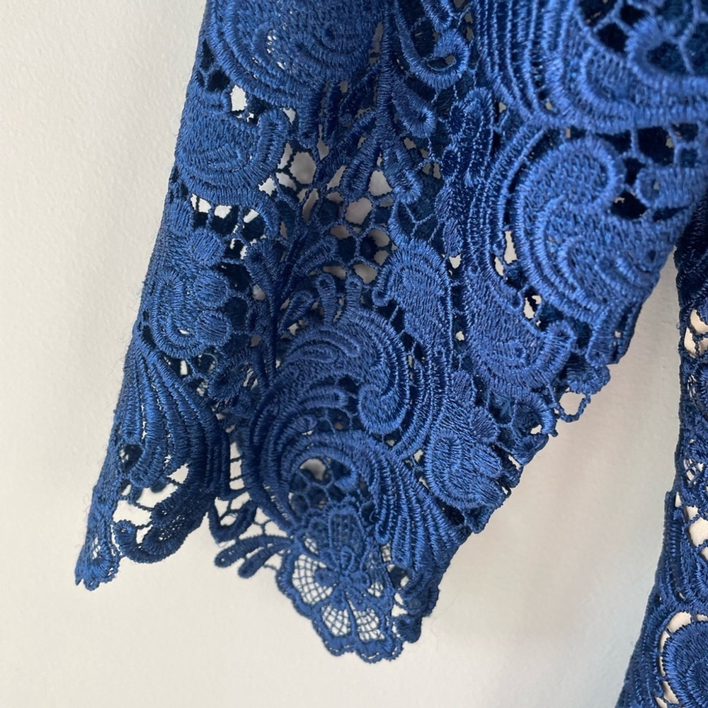 Eliza J Regal Collection navy blue lace knee-length cocktail dress size 8 - Picture 3 of 6